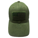 US Flag Patch Embroidered Mesh Trucker Baseball Hat Cap (Olive)