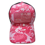 US Flag Patch Embroidered Mesh Trucker Baseball Hat Cap (Pink)