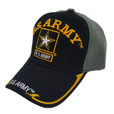 US Military Army Star Logo Two Tone Black/Grey Baseball Hat Cap