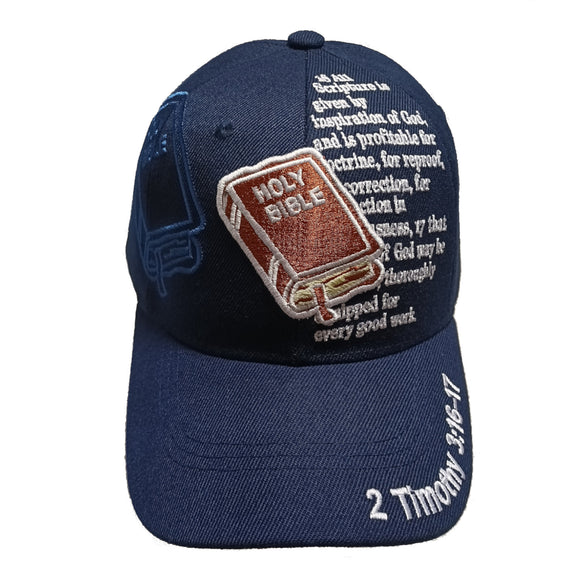 HOLY BIBLE Christian Baseball Hat Cap (Navy Blue)