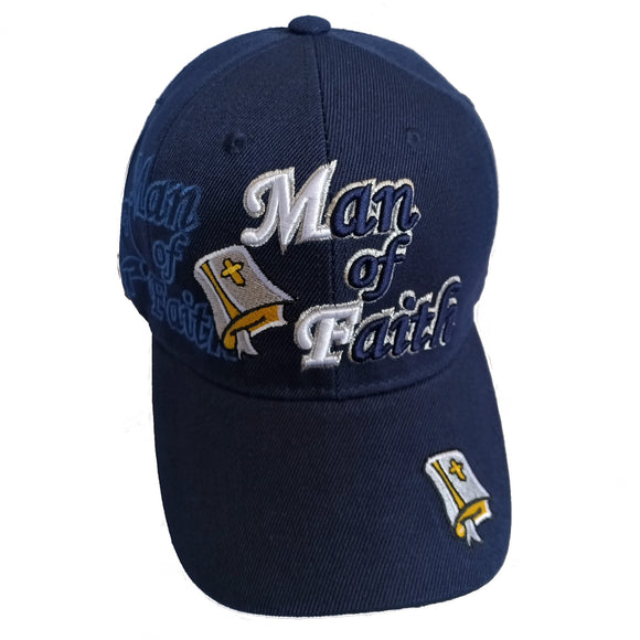 Man Of Faith Christian Baseball Hat Cap (Blue)