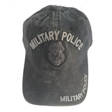 US Military Police Pigment Washed Black Adjustable Baseball Hat Cap