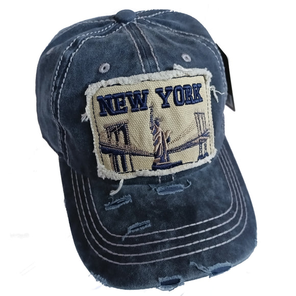 New York State of Liberty Edition Vintage Baseball Hat Cap (Blue)
