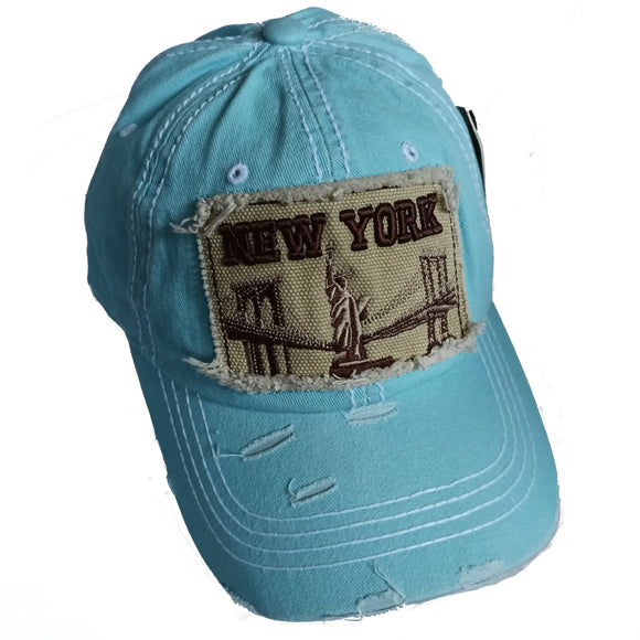 New York State of Liberty Edition Vintage Baseball Hat Cap (Sky Blue)