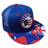 Puerto Rico Flag Mesh Back Style Snapback Hat Cap (Blue/Red)