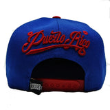 Puerto Rico Initial With Flag Flash Style Snapback Hat Cap (Blue/Red)