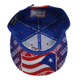 Puerto Rico Classic Flag Flash Style Snapback Hat Cap (Blue/Red)