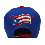 Puerto Rico Flag Shiny Brim Style Snapback Hat Cap (Blue/Red)