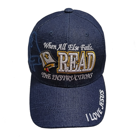 WHEN ALL ELSE FAILS, READ THE INSTRUCTION Christian Baseball Hat Cap (Denim Blue)