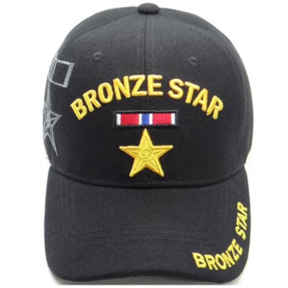 US Military Bronze Star Black Baseball Hat Cap