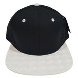Hologram Design Brim Two Tone Color Plain Snapback Hat Cap (Black/White)