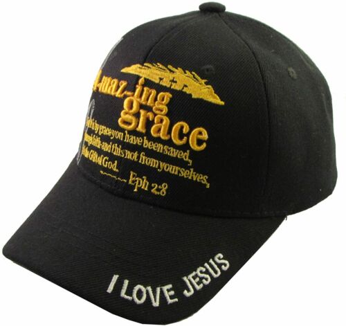Amazing Grace Christian Baseball Hat Cap (Black)