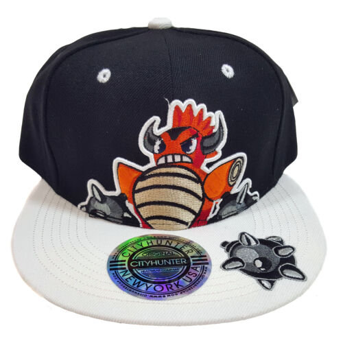 BOMB Character CityHunter Snapback Hat Cap (Black/White)