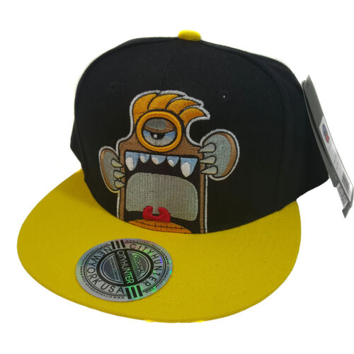 MR. BIG MOUTH Character CityHunter Snapback Hat Cap (Black/Yellow)