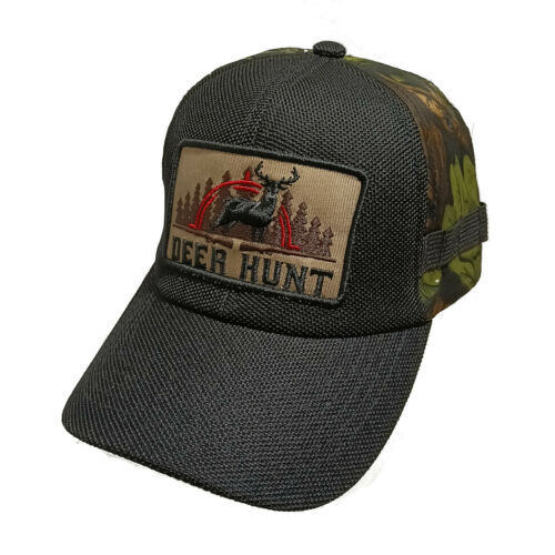 Deer Hunt Patch Trucker Hat Cap (Black/Camouflage)