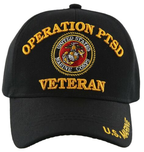 US Military Marine Corps Operation PTSD Veteran Black Baseball Cap