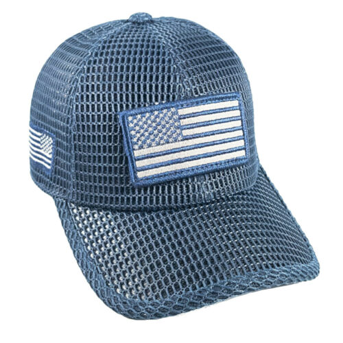 US Flag Detachable Quick Dry Micro Patch Soft Mesh Baseball Cap (Blue)