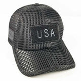 US Flag Detachable Quick Dry Micro Patch Soft Mesh Baseball Cap (Black)