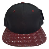 Hologram Design Brim Two Tone Color Plain Snapback Hat Cap (Black/Maroon)