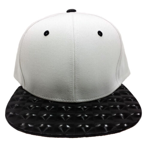 Hologram Design Brim Two Tone Color Plain Snapback Hat Cap (White/Black)