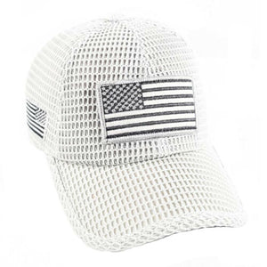 US Flag Detachable Quick Dry Micro Patch Soft Mesh Baseball Cap (Light Grey)