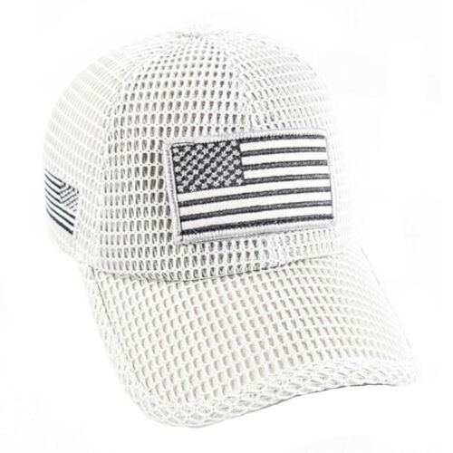 US Flag Detachable Quick Dry Micro Patch Soft Mesh Baseball Cap (Light Grey)