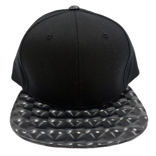 Hologram Design Brim Two Tone Color Plain Snapback Hat Cap (Black)