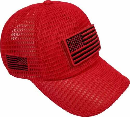US Flag Detachable Quick Dry Micro Patch Soft Mesh Baseball Cap (Red)