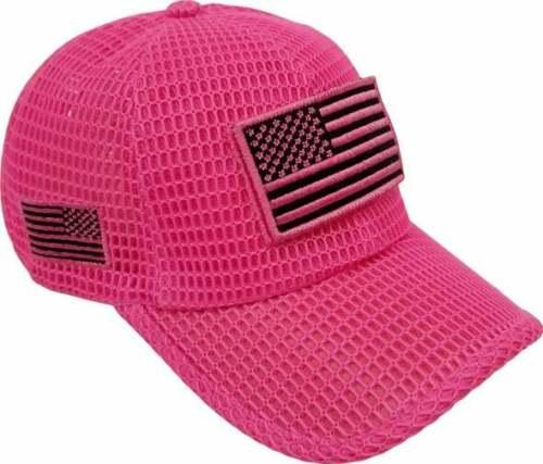 US Flag Detachable Quick Dry Micro Patch Soft Mesh Baseball Cap (Pink)