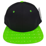 Hologram Design Brim Two Tone Color Plain Snapback Hat Cap (Black/Green)