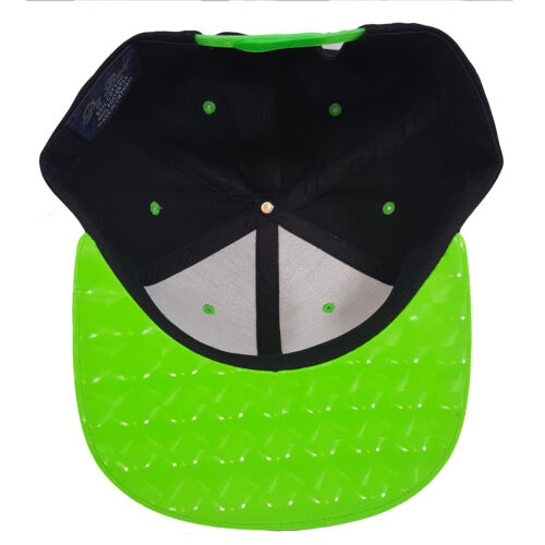 Hologram Design Brim Two Tone Color Plain Snapback Hat Cap (Black