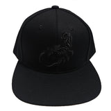 Scorpion Embroidered Black Shadow Flat Bill Snapback Hat Cap