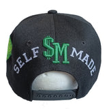 Self Made Money Snapback Hat Cap (Black/Green)
