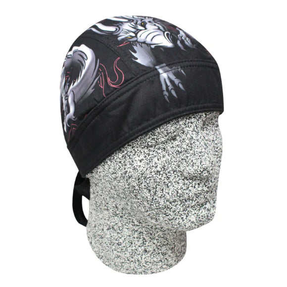 Danbanna Deluxe Silver Dragon Headwrap Doo Rag Skull Cap