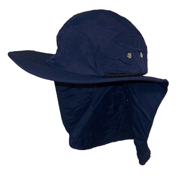 Men/Women Wide Brim Summer Hat With Neck Flap (Blue)