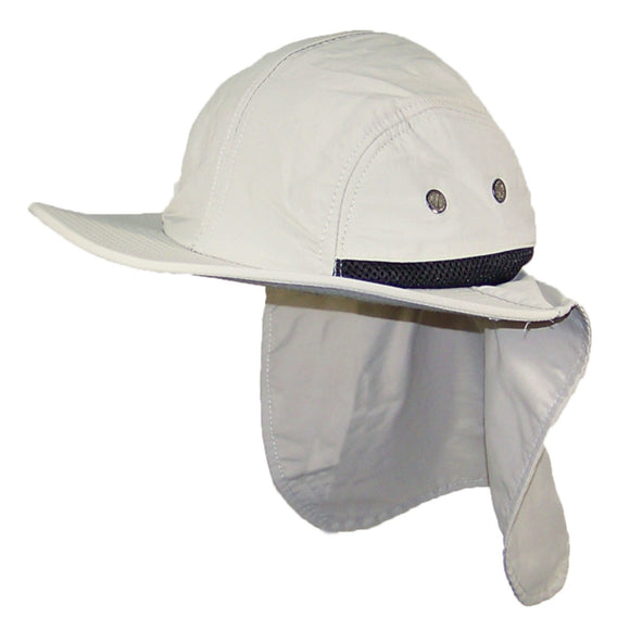 Men/Women Wide Brim Summer Hat With Neck Flap (Grey)