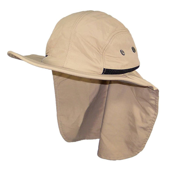 Men/Women Wide Brim Summer Hat With Neck Flap (Khaki)