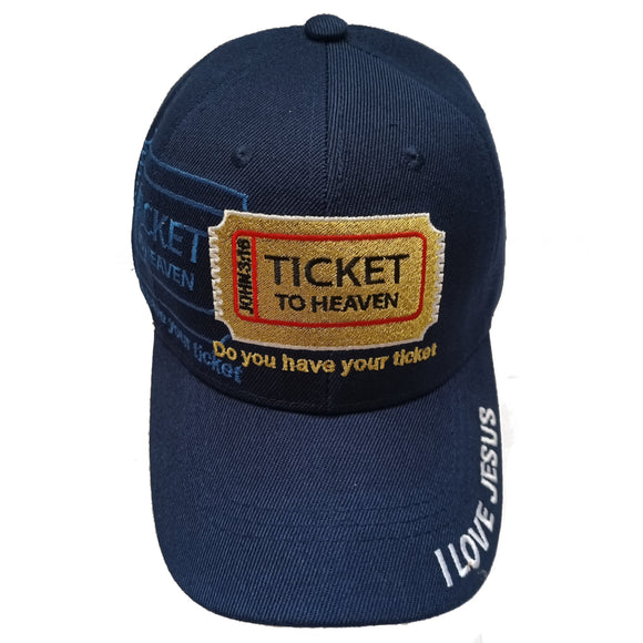 Ticket To Heaven Christian Baseball Hat Cap (Blue)
