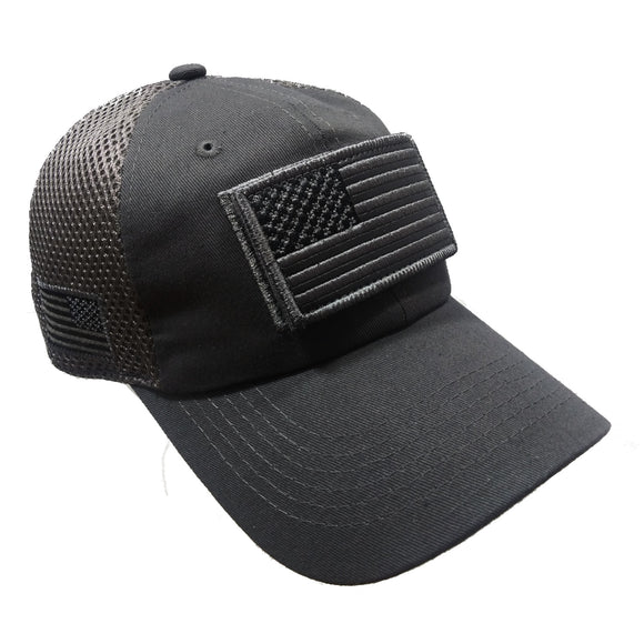 US Flag Detachable Patch Micro Soft Mesh Baseball Hat Cap (Charcoal)