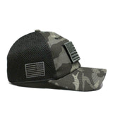 US Flag Detachable Patch Micro Soft Mesh Baseball Hat Cap (Grey Camouflage)