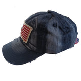 US Flag Vintage Distressed Pigment Baseball Hat Cap (Navy Blue)