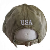US Flag Vintage Distressed Pigment Baseball Hat Cap (Olive)