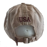 US Flag Vintage Distressed Pigment Baseball Hat Cap (Khaki)
