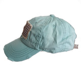 US Flag Vintage Distressed Pigment Baseball Hat Cap (Sky Blue)