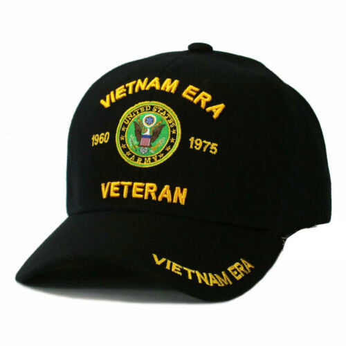 US Military Vietnam Era Black Adjustable Baseball Hat Cap
