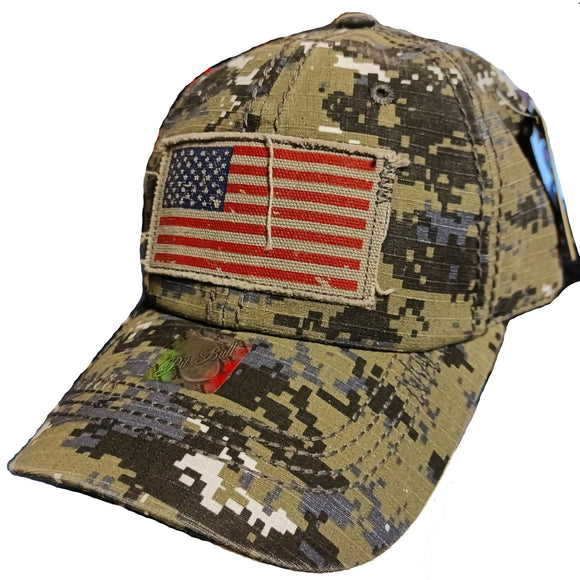 US Flag Vintage Distressed Baseball Hat Cap (Digital Camouflage)